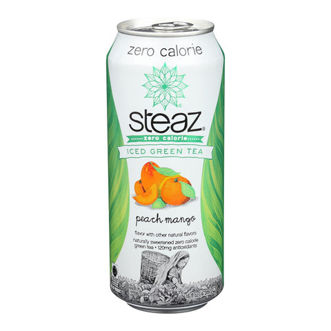 Steaz Zero Calorie Green Tea - Peach Mango - Case Of 12 - 16 Fl Oz.