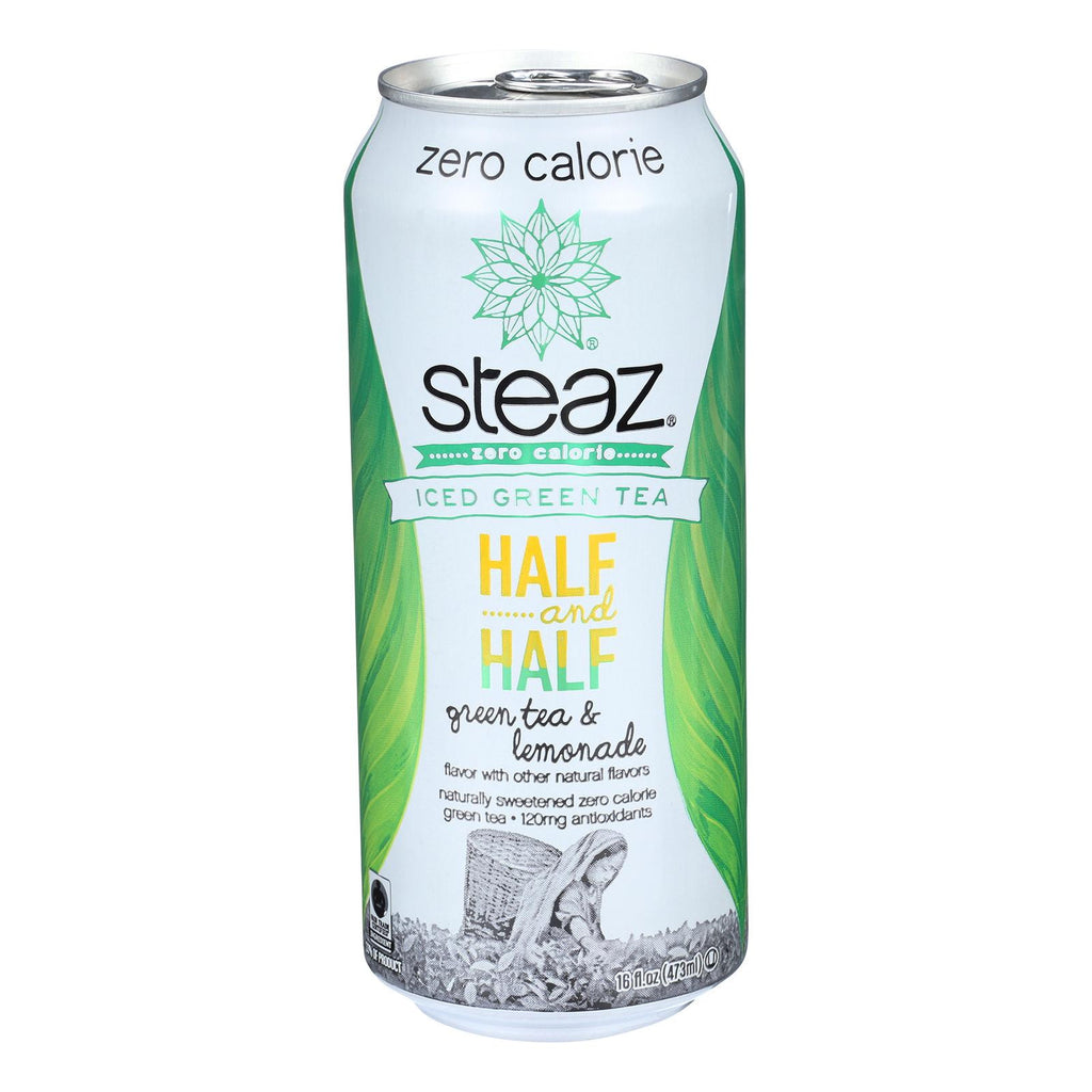 Steaz Zero Calorie Green Tea - Half And Half - Case Of 12 - 16 Fl Oz.