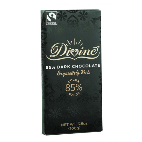 Divine Chocolate Bar - Dark Chocolate - 85 Percent Cocoa - 3.5 Oz Bars - Case Of 10