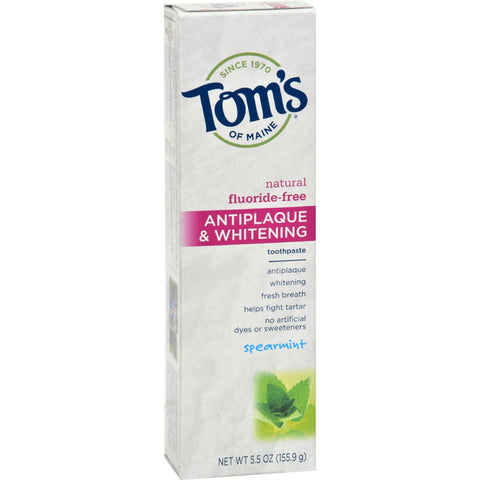 Tom's Of Maine Antiplaque And Whitening Toothpaste Spearmint - 5.5 Oz - Case Of 6