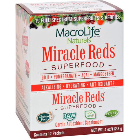 Macrolife Naturals Miracle Reds Antioxidant Super Food - 12 Packets Of .33 Oz