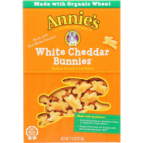 Annies Homegrown Crackers - White Cheddar Bunnies - 7.5 Oz - Case Of 12
