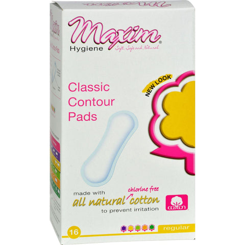 Maxim Hygiene Natural Cotton Classic Contour Sanitary Pads Regular - 16 Pads