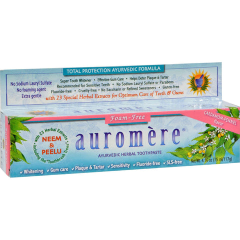 Auromere Herbal Toothpaste Cardamom-fennel - 4.16 Oz - Case Of 12