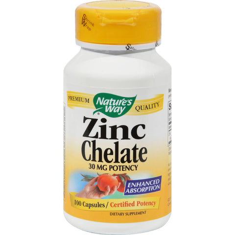 Nature's Way Zinc Chelate - 30 Mg - 100 Capsules