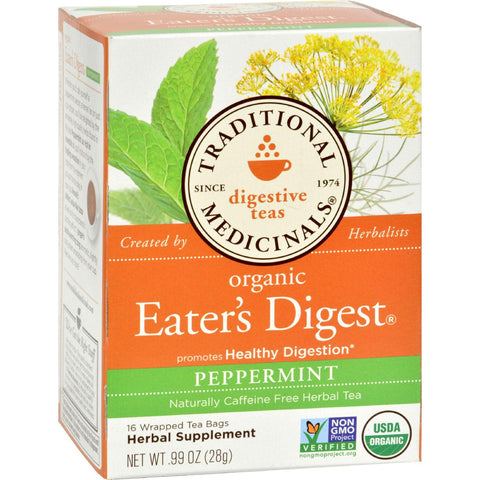 Traditional Medicinals Eater's Digest - Caffeine Free - Case Of 6 - 16 Bags