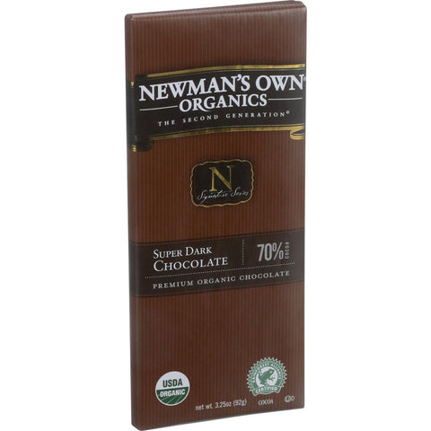 Newman's Own Organics Chocolate Bar - Organic - Super Dark Chocoate - 70 Percent Cocoa - 3.25 Oz Bars - Case Of 12