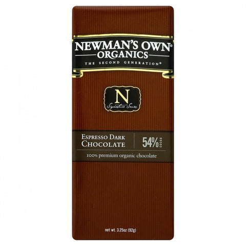 Newman's Own Organics Chocolate Bar - Organic - Dark Chocolate - Espresso - 3.25 Oz Bars - Case Of 12