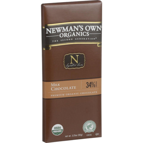 Newman's Own Organics Chocolate Bar - Organic - Milk Chocolate - 3.25 Oz Bars - Case Of 12