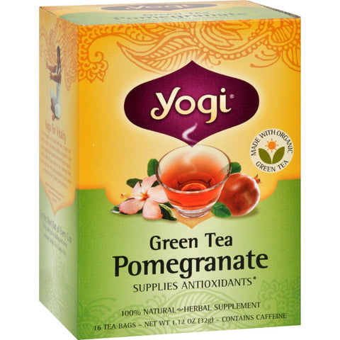 Yogi Herbal Green Tea Pomegranate - 16 Tea Bags - Case Of 6