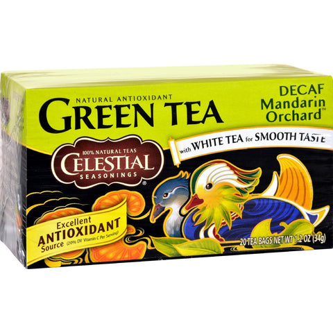 Celestial Seasonings Green Tea Caffeine Free Mandarin Orchard - 20 Tea Bags - Case Of 6