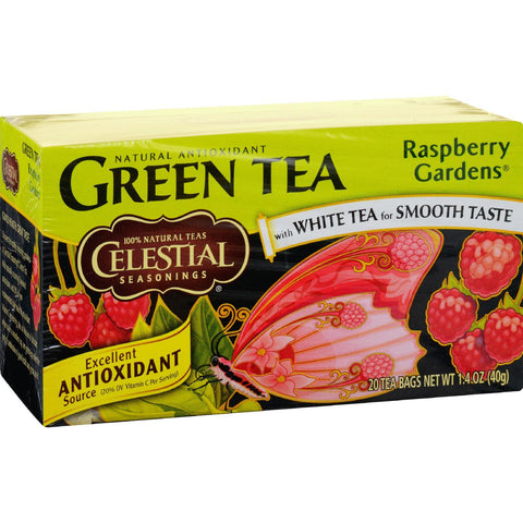 Celestial Seasonings Green Tea Raspberry Gardens - 20 Tea Bags - Case Of 6