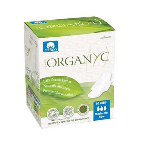 Organyc Cotton Feminine Pads - Maternity Pads With Wings - 10 Pack