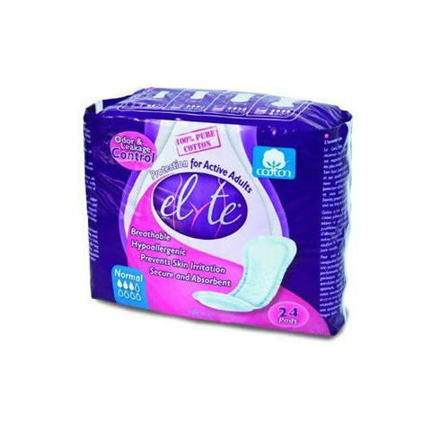 Elyte Light Cotton Incontinence Pads - Normal - 4 In X 10 In - 24 Pack