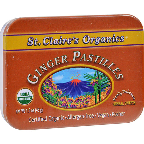 St Claire's Organics Ginger Pastilles Herbal Sweets - 1.5 Oz - Case Of 6