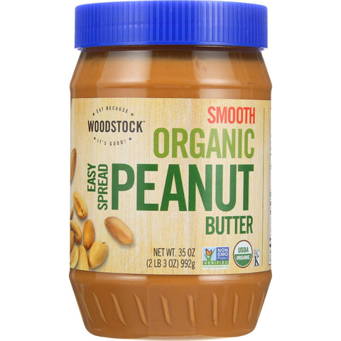Woodstock Nut Butter - Organic - Peanut - Easy Spread - Smooth - Salted - 35 Oz - Case Of 12
