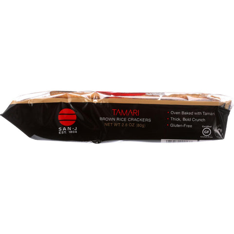 San-j Brown Rice Crackers - Tamari - Plain - 2.8 Oz - Case Of 12