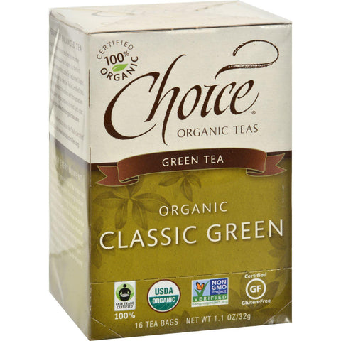 Choice Organic Teas Classic Blend Green Tea - 16 Tea Bags - Case Of 6