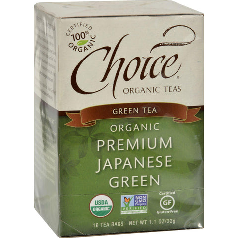 Choice Organic Teas Premium Japanese Green Tea - 16 Tea Bags - Case Of 6