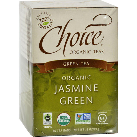 Choice Organic Teas Jasmine Green Tea - 16 Tea Bags - Case Of 6