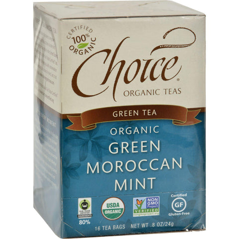 Choice Organic Teas Green Moroccan Mint Tea - 16 Tea Bags - Case Of 6