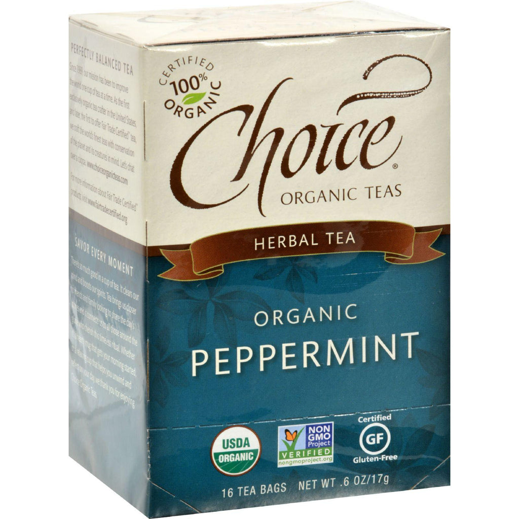 Choice Organic Teas Peppermint Herb Tea - 16 Tea Bags - Case Of 6