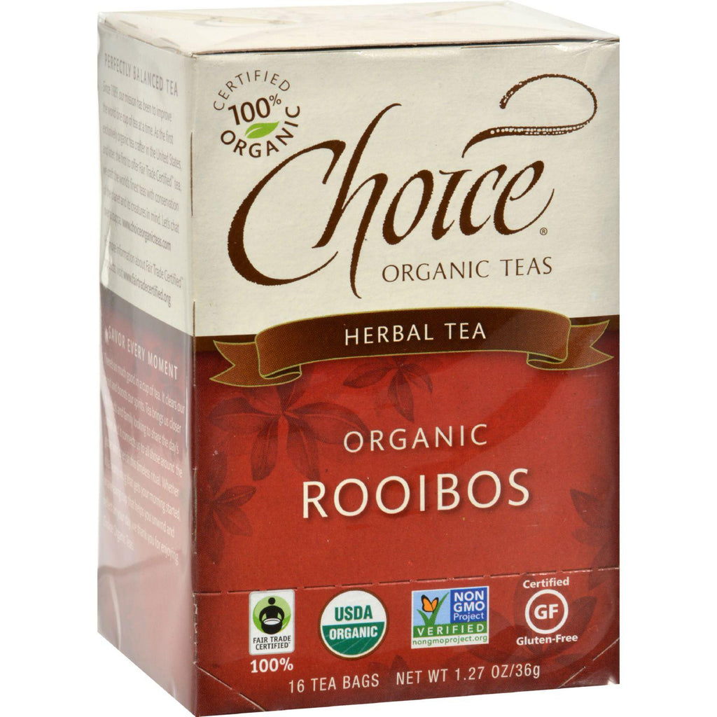 Choice Organic Teas Rooibos Red Bush Tea - 16 Tea Bags - Case Of 6