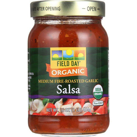 Field Day Salsa - Organic - Fire Roasted Garlic - Medium - 16 Oz - Case Of 12