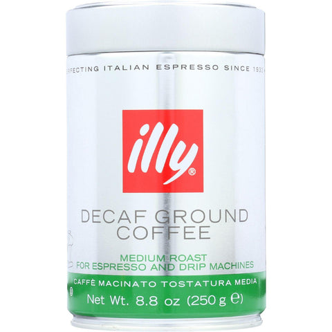 Illy Caffe Coffee Coffee - Espresso And Drip - Ground - Medium Roast - Decaf - 8.8 Oz - Case Of 6