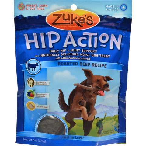 Zuke's Hip Action Dog Treats - Beef Formula - Case Of 12 - 6 Oz