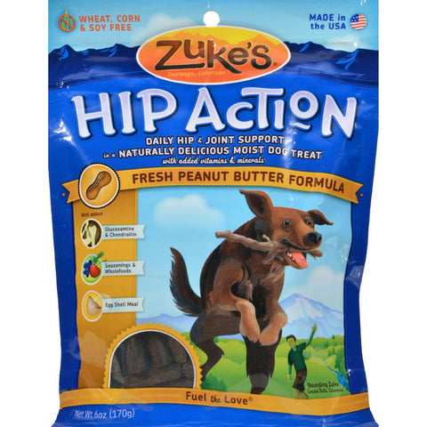 Zuke's Hip Action Dog Treats - Peanut Butter Formula - Case Of 12 - 6 Oz