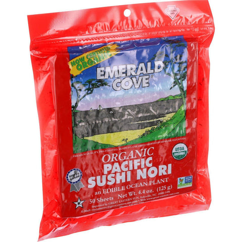 Emerald Cove Organic Pacific Sushi Nori - Toasted - Silver Grade - 50 Sheets - Case Of 4