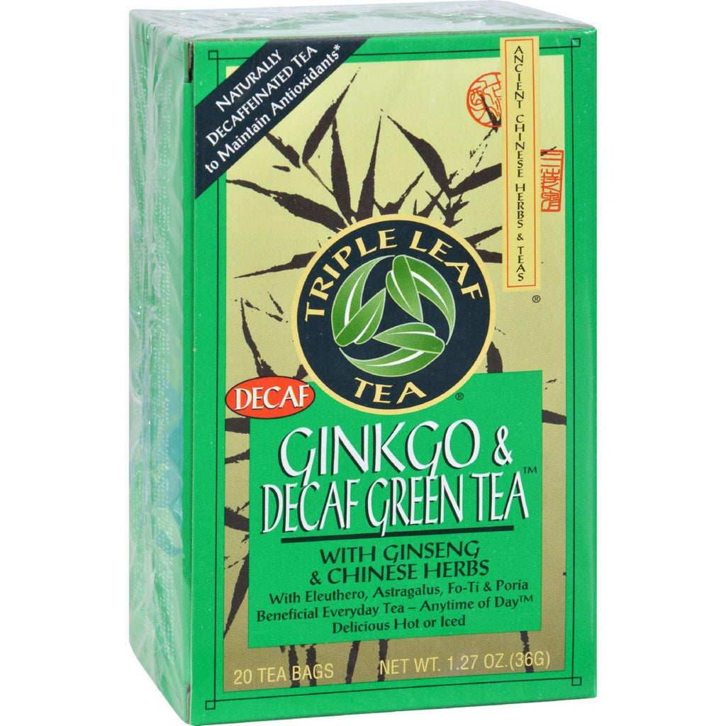 Triple Leaf Tea Ginkgo And Green Tea Decaffeinated - 20 Tea Bags - Case Of 6