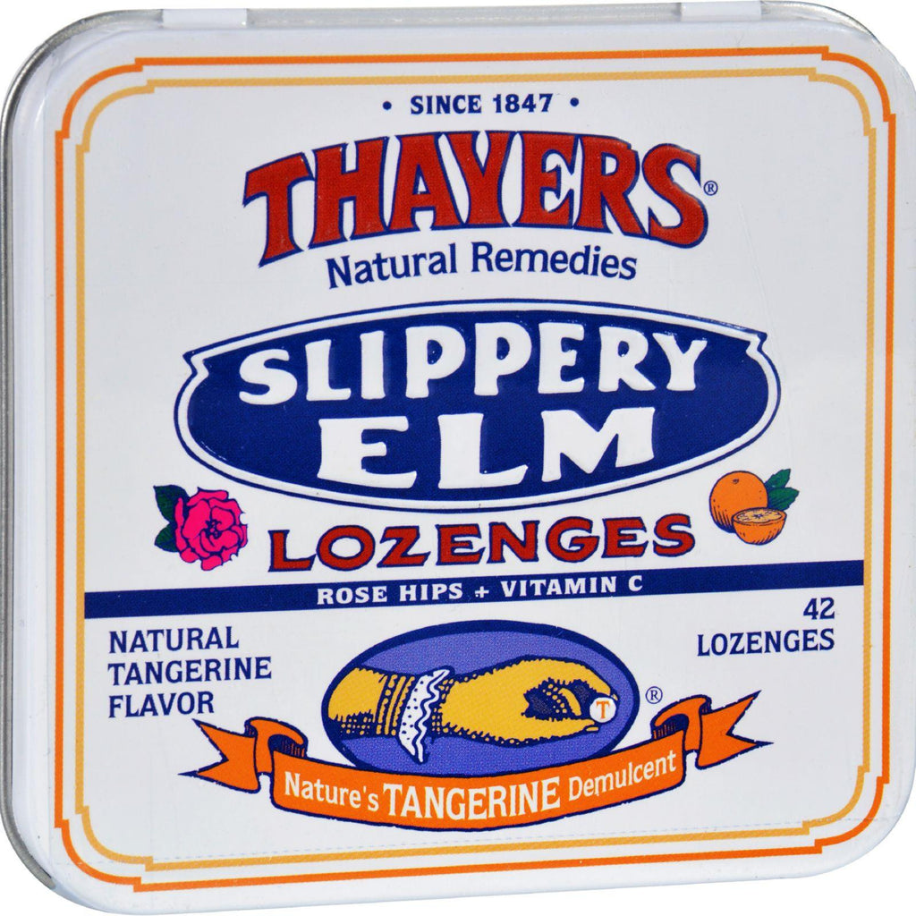 Thayers Slippery Elm Lozenges Tangerine - 42 Lozenges - Case Of 10