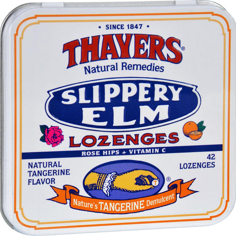 Thayers Slippery Elm Lozenges Tangerine - 42 Lozenges - Case Of 10