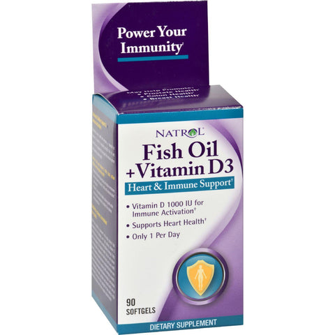 Natrol Fish Oil Plus Vitamin D3 Heart And Immune Support - 90 Softgels