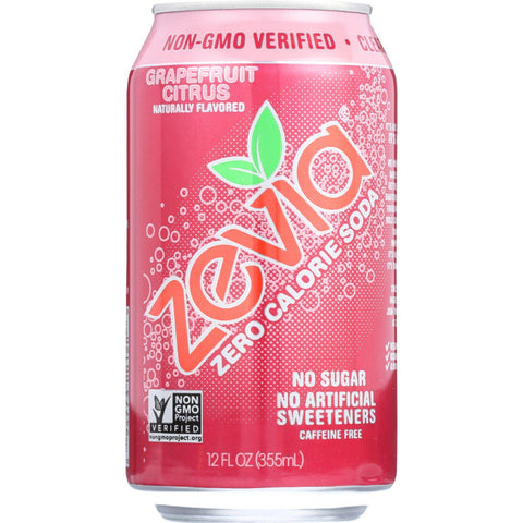 Zevia Soda - Zero Calorie - Grapefruit Citrus - Can - 6-12 Oz - Case Of 4