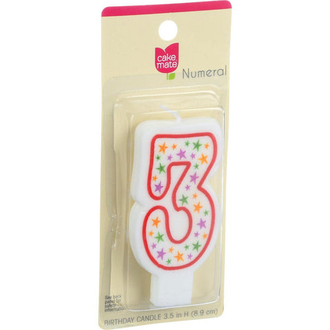 Cake Mate Birthday Party Candle - Numeral - 3 - 3 In - 1 Count - Case Of 6