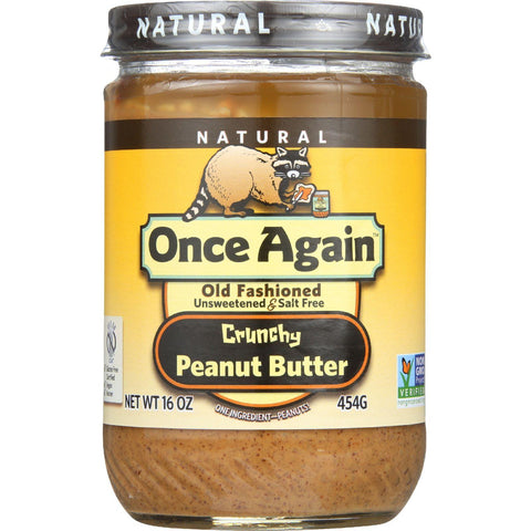 Once Again Peanut Butter - Natural - Old Fashioned - Crunchy - No Salt - 16 Oz - Case Of 12