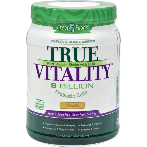 Green Foods True Vitality Plant Protein Shake With Dha Vanilla - 25.2 Oz