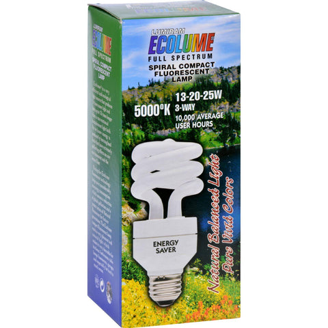 Ecolume Spiral Compact Fluorescent 3 Way Bulb.