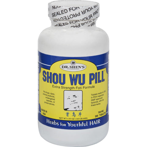 Dr. Shen's Shou Wu Youthful Hair Pill - 700 Mg - 200 Tablets