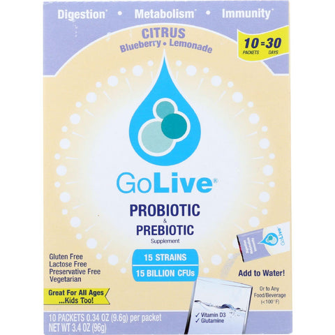 Golive Probiotic Products Probiotic And Prebiotic - Flavored Packets - Citrus Blueberry And Lemonade - 10-.47oz - 1 Each