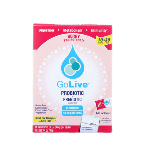 Golive Probiotic Products Probiotic And Prebiotic - Flavored Packets - Berry Pomegranate - 10-.47oz - 1 Each