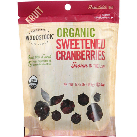 Woodstock Fruit - Organic - Cranberries - Sweetened - 5.25 Oz - Case Of 8