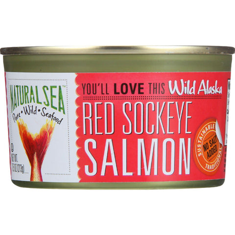 Natural Sea Salmon - Red Sockeye - Wild Alaska - No Salt Added - 7.5 Oz - Case Of 24