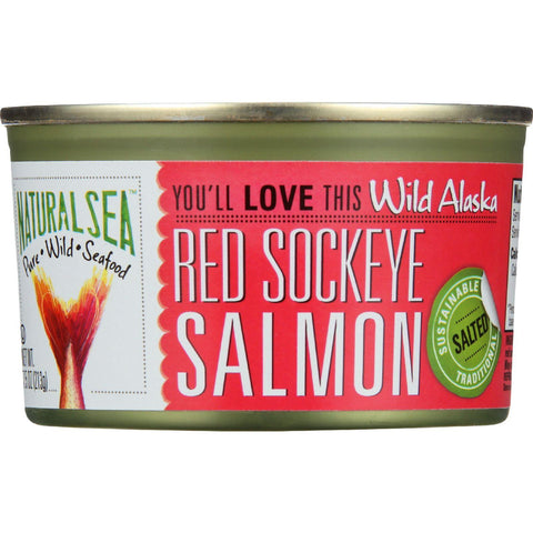 Natural Sea Salmon - Red Sockeye - Wild Alaska - Salted - 7.5 Oz - Case Of 24
