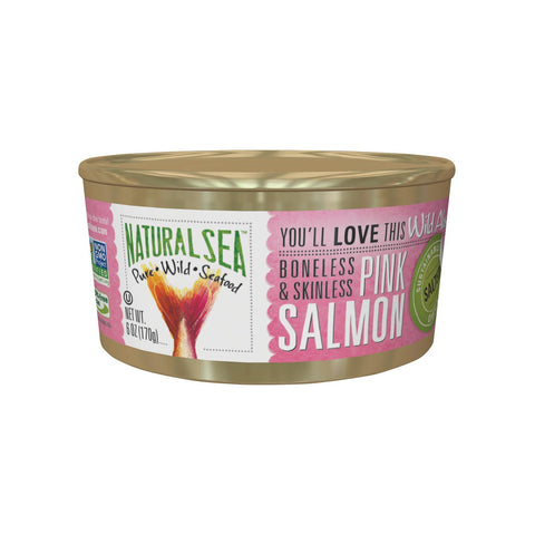 Natural Sea Skinless Boneless Pink Salmon - Salted - Case Of 12 - 6 Oz.