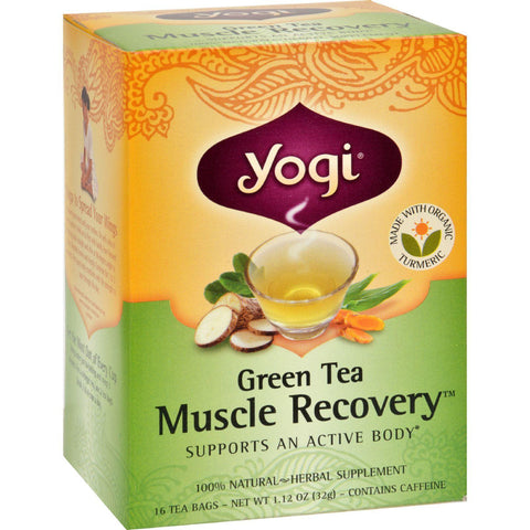 Yogi Muscle Recovery Herbal Tea Green Tea - 16 Tea Bags - Case Of 6