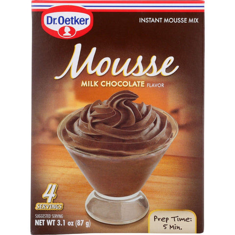 Dr. Oetker Organics Mousse Mix - Supreme - Instant - Milk Chocolate - 3.1 Oz - Case Of 12